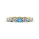 1 - Madison 5x3 mm Oval Lab Grown Diamond and Blue Topaz Eternity Band 