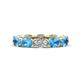 1 - Madison 6x4 mm Oval Lab Grown Diamond and Blue Topaz Eternity Band 