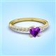 3 - Aurin 6.00 mm Heart Amethyst and Round Diamond Engagement Ring 