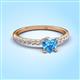 3 - Aurin 6.00 mm Heart Blue Topaz and Round Diamond Engagement Ring 