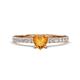 1 - Aurin 6.00 mm Heart Citrine and Round Diamond Engagement Ring 