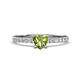 1 - Aurin 6.00 mm Heart Peridot and Round Diamond Engagement Ring 