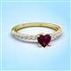 3 - Aurin 6.00 mm Heart Rhodolite Garnet and Round Diamond Engagement Ring 