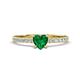 1 - Aurin 6.00 mm Heart Lab Created Emerald and Round Diamond Engagement Ring 