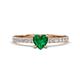 Aurin 6.00 mm Heart Lab Created Emerald and Round Diamond Engagement Ring 