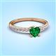 3 - Aurin 6.00 mm Heart Lab Created Emerald and Round Diamond Engagement Ring 