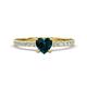 Aurin 6.00 mm Heart London Blue Topaz and Round Diamond Engagement Ring 