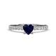 Aurin 6.00 mm Heart Lab Created Blue Sapphire and Round Diamond Engagement Ring 