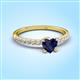 3 - Aurin 6.00 mm Heart Lab Created Blue Sapphire and Round Diamond Engagement Ring 