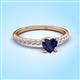 3 - Aurin 6.00 mm Heart Lab Created Blue Sapphire and Round Diamond Engagement Ring 