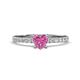 Aurin 6.00 mm Heart Lab Created Pink Sapphire and Round Diamond Engagement Ring 