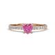 1 - Aurin 6.00 mm Heart Lab Created Pink Sapphire and Round Diamond Engagement Ring 