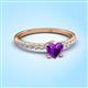 3 - Aurin 6.00 mm Heart Amethyst and Round Diamond Engagement Ring 