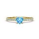 Aurin 6.00 mm Heart Blue Topaz and Round Diamond Engagement Ring 