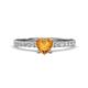 Aurin 6.00 mm Heart Citrine and Round Diamond Engagement Ring 