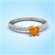 3 - Aurin 6.00 mm Heart Citrine and Round Diamond Engagement Ring 