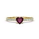 1 - Aurin 6.00 mm Heart Rhodolite Garnet and Round Diamond Engagement Ring 