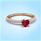 3 - Aurin 6.00 mm Heart Lab Created Ruby and Round Diamond Engagement Ring 