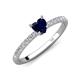 4 - Aurin 6.00 mm Heart Lab Created Blue Sapphire and Round Diamond Engagement Ring 