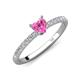 4 - Aurin 6.00 mm Heart Lab Created Pink Sapphire and Round Diamond Engagement Ring 