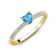 4 - Aurin 6.00 mm Heart Blue Topaz and Round Diamond Engagement Ring 