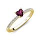 4 - Aurin 6.00 mm Heart Rhodolite Garnet and Round Diamond Engagement Ring 