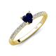 4 - Aurin 6.00 mm Heart Lab Created Blue Sapphire and Round Diamond Engagement Ring 