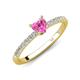 4 - Aurin 6.00 mm Heart Lab Created Pink Sapphire and Round Diamond Engagement Ring 