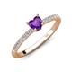 4 - Aurin 6.00 mm Heart Amethyst and Round Diamond Engagement Ring 