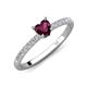 4 - Aurin 6.00 mm Heart Rhodolite Garnet and Round Diamond Engagement Ring 