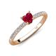 4 - Aurin 6.00 mm Heart Lab Created Ruby and Round Diamond Engagement Ring 