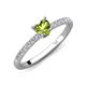 4 - Aurin 6.00 mm Heart Peridot and Round Diamond Engagement Ring 
