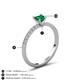 5 - Aurin 6.00 mm Heart Lab Created Emerald and Round Diamond Engagement Ring 