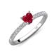 4 - Aurin 6.00 mm Heart Lab Created Ruby and Round Diamond Engagement Ring 