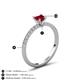5 - Aurin 6.00 mm Heart Lab Created Ruby and Round Diamond Engagement Ring 