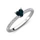 4 - Aurin 6.00 mm Heart London Blue Topaz and Round Diamond Engagement Ring 