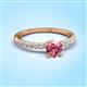 3 - Aurin 6.00 mm Heart Pink Tourmaline and Round Diamond Engagement Ring 
