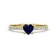 1 - Aurin 6.00 mm Heart Lab Created Blue Sapphire and Round Diamond Engagement Ring 