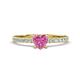 1 - Aurin 6.00 mm Heart Lab Created Pink Sapphire and Round Diamond Engagement Ring 