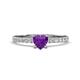 1 - Aurin 6.00 mm Heart Amethyst and Round Diamond Engagement Ring 