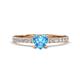 1 - Aurin 6.00 mm Heart Blue Topaz and Round Diamond Engagement Ring 