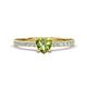 1 - Aurin 6.00 mm Heart Peridot and Round Diamond Engagement Ring 