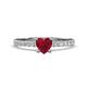 1 - Aurin 6.00 mm Heart Lab Created Ruby and Round Diamond Engagement Ring 