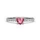 1 - Aurin 6.00 mm Heart Pink Tourmaline and Round Diamond Engagement Ring 