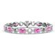 1 - Lyann Oval Pink Sapphire and Round Diamond Eternity Tennis Bracelet 