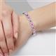 2 - Lyann Oval Pink Sapphire and Round Diamond Eternity Tennis Bracelet 
