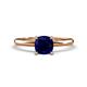 1 - Elodie 6.00 mm Cushion Lab Created Blue Sapphire Solitaire Engagement Ring 