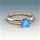 3 - Elodie 6.00 mm Cushion Blue Topaz Solitaire Engagement Ring 