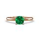 1 - Elodie 6.00 mm Cushion Lab Created Emerald Solitaire Engagement Ring 