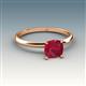 3 - Elodie 6.00 mm Cushion Lab Created Ruby Solitaire Engagement Ring 
